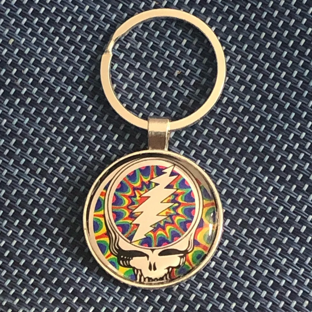 M GRATEFUL DEAD Multicolor SYF Steal Your Face Keychain CUSTOM MA BUYITWHENFOUND